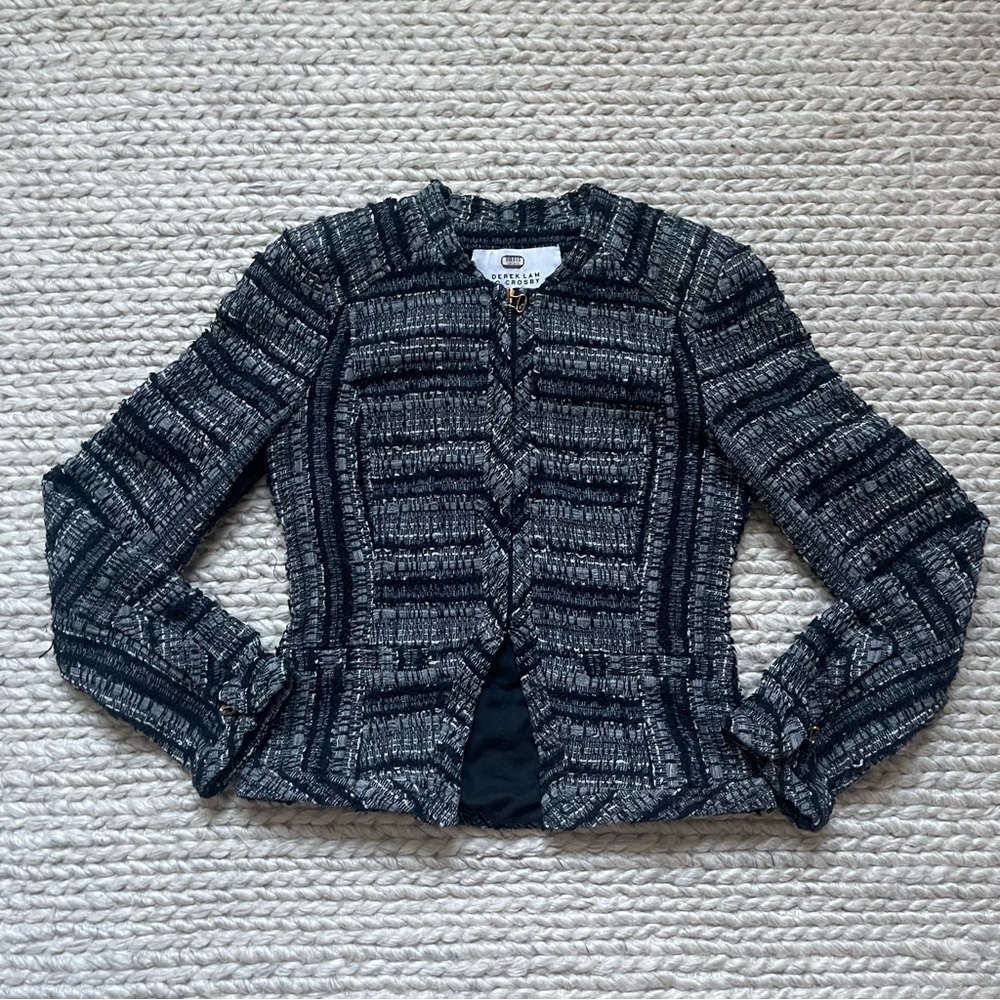 Derek Lam 10 Crosby Black and Gray Women's Tweed Jacket - Picture 2 of 8